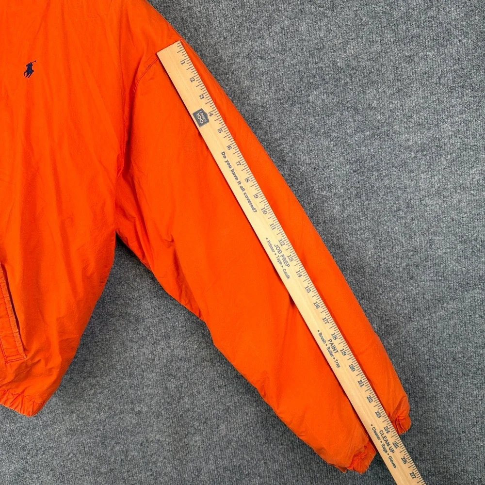 Vintage Polo Ralph Lauren Harrington Puffer Jacket Mens XL Orange Hi Tech Down
